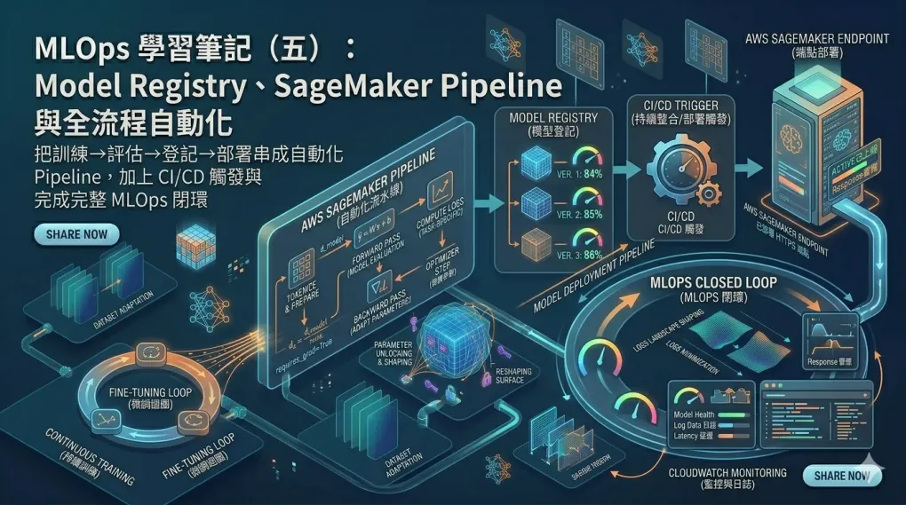 MLOps 學習筆記（五）：Model Registry、SageMaker Pipeline 與全流程自動化